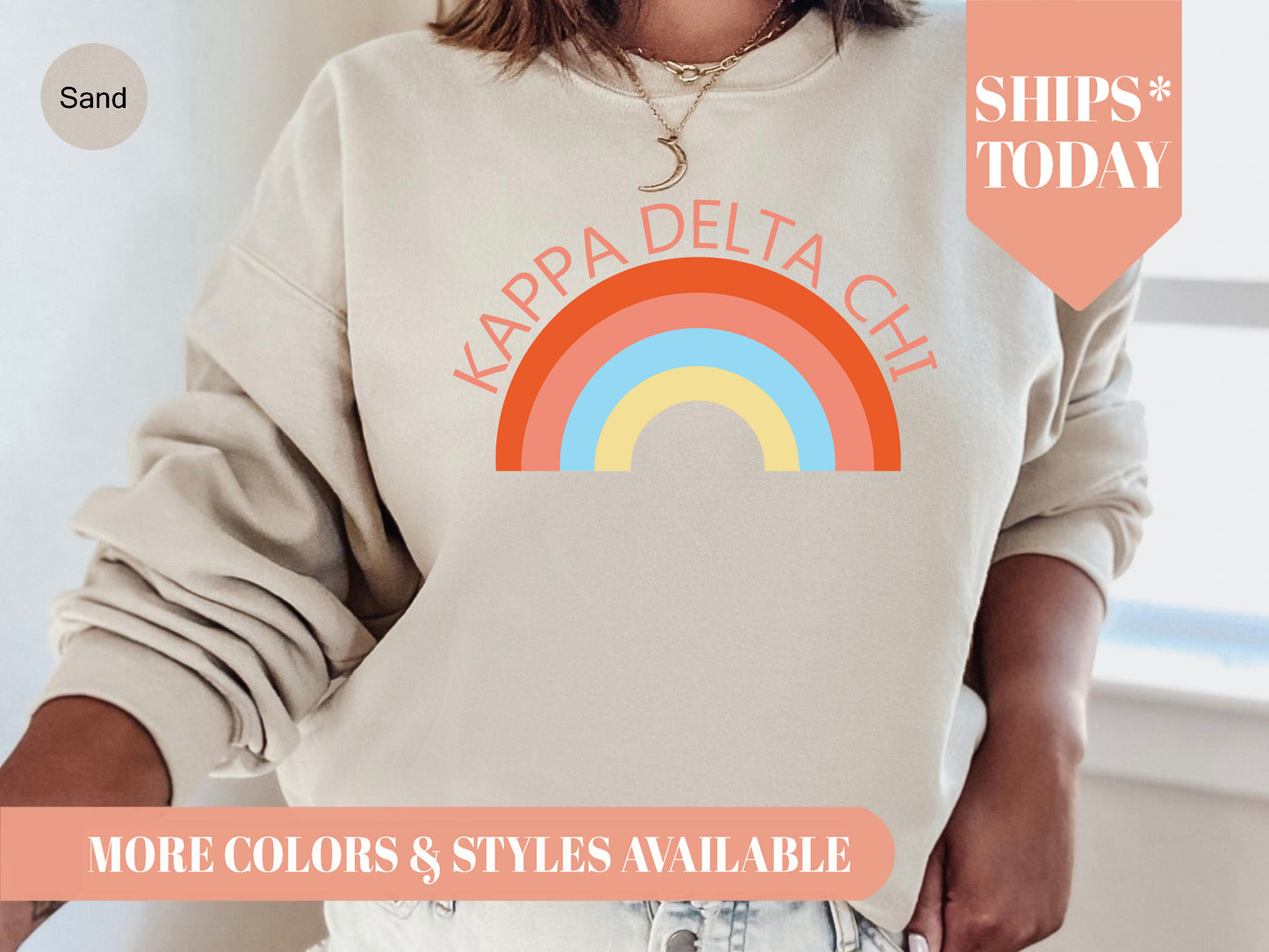 Kappa Delta Chi Colorful Rainbow Sorority Sweatshirt _ 3458g