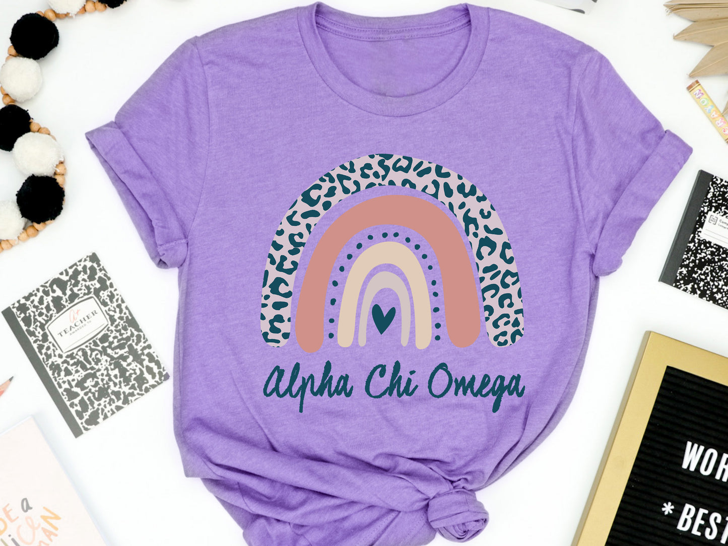 Alpha Chi Omega Greek Rainbow Sorority T-shirt _ 2733g