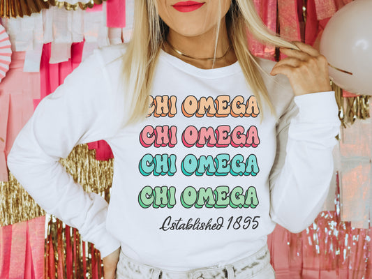 Chi Omega Lucy Sorority Long Sleeve T-shirt _ 267g