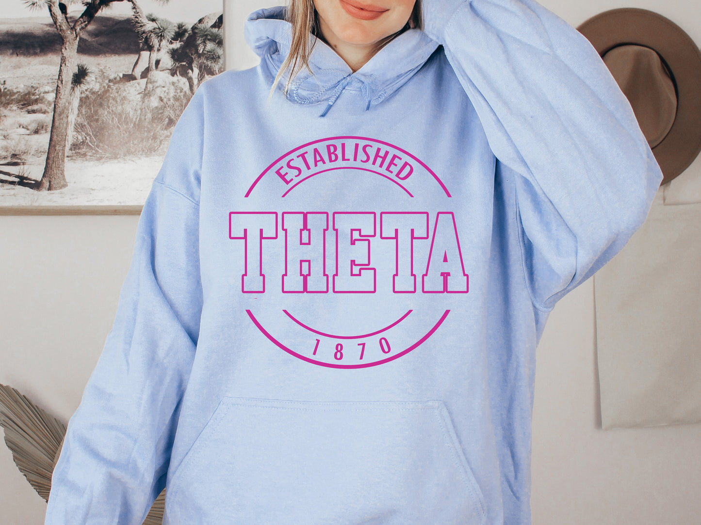 Kappa Alpha Theta Pink Stamp Sorority Hoodie _ 66g