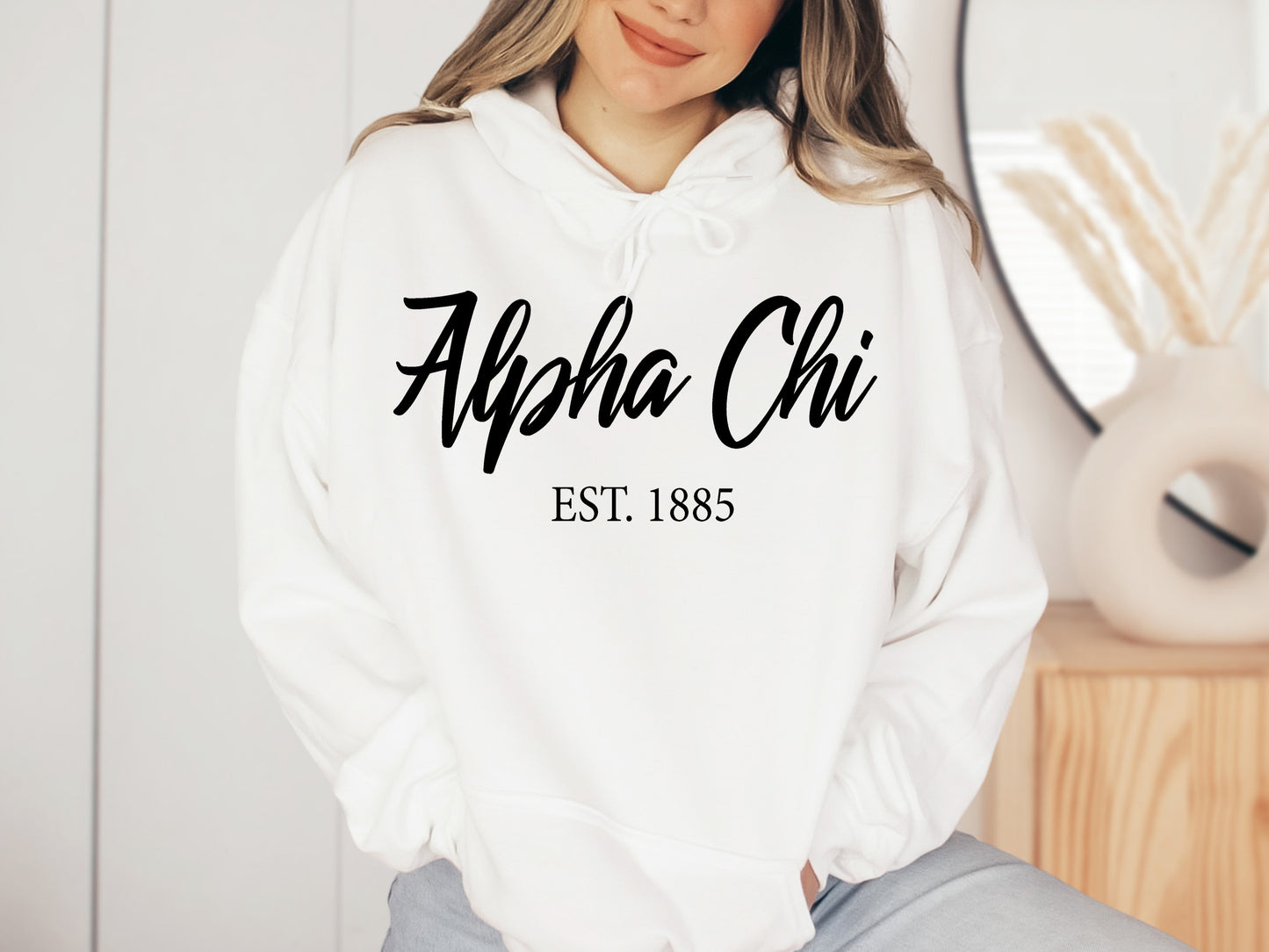 Alpha Chi Omega Black Flowy Sorority Hoodie _ 77g