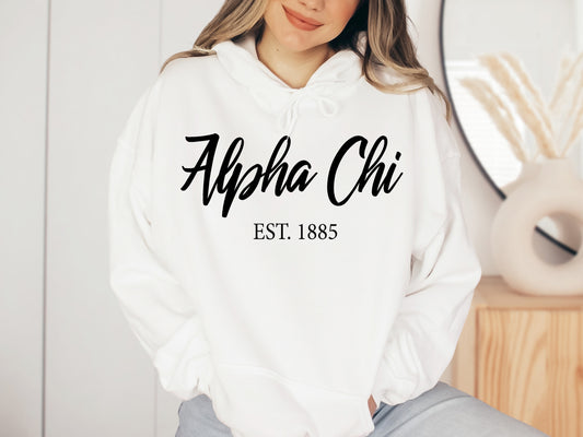 Alpha Chi Omega Black Flowy Sorority Hoodie _ 77g