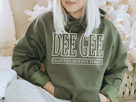 Delta Gamma Stencil Stacked Sorority Hoodie _ 2145g