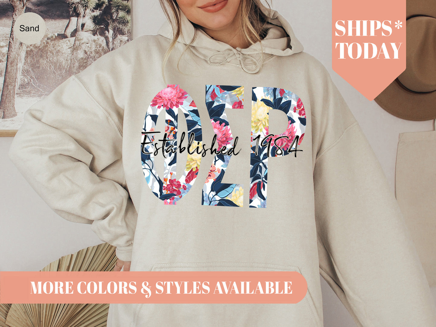 Phi Sigma Rho Floral Block Sorority Hoodie _ 3518g