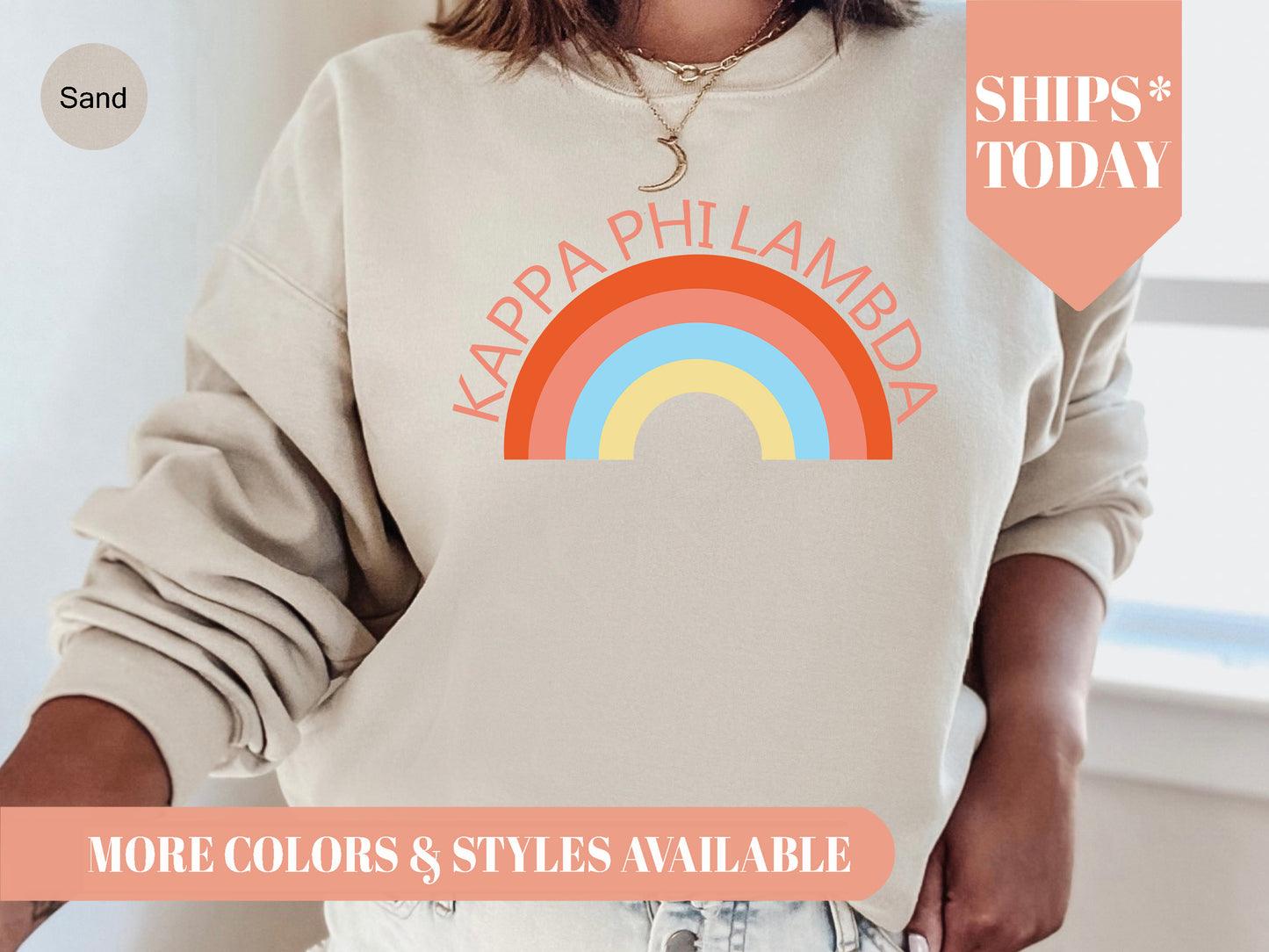 Kappa Phi Lambda Colorful Rainbow Sorority Sweatshirt _ 3459g