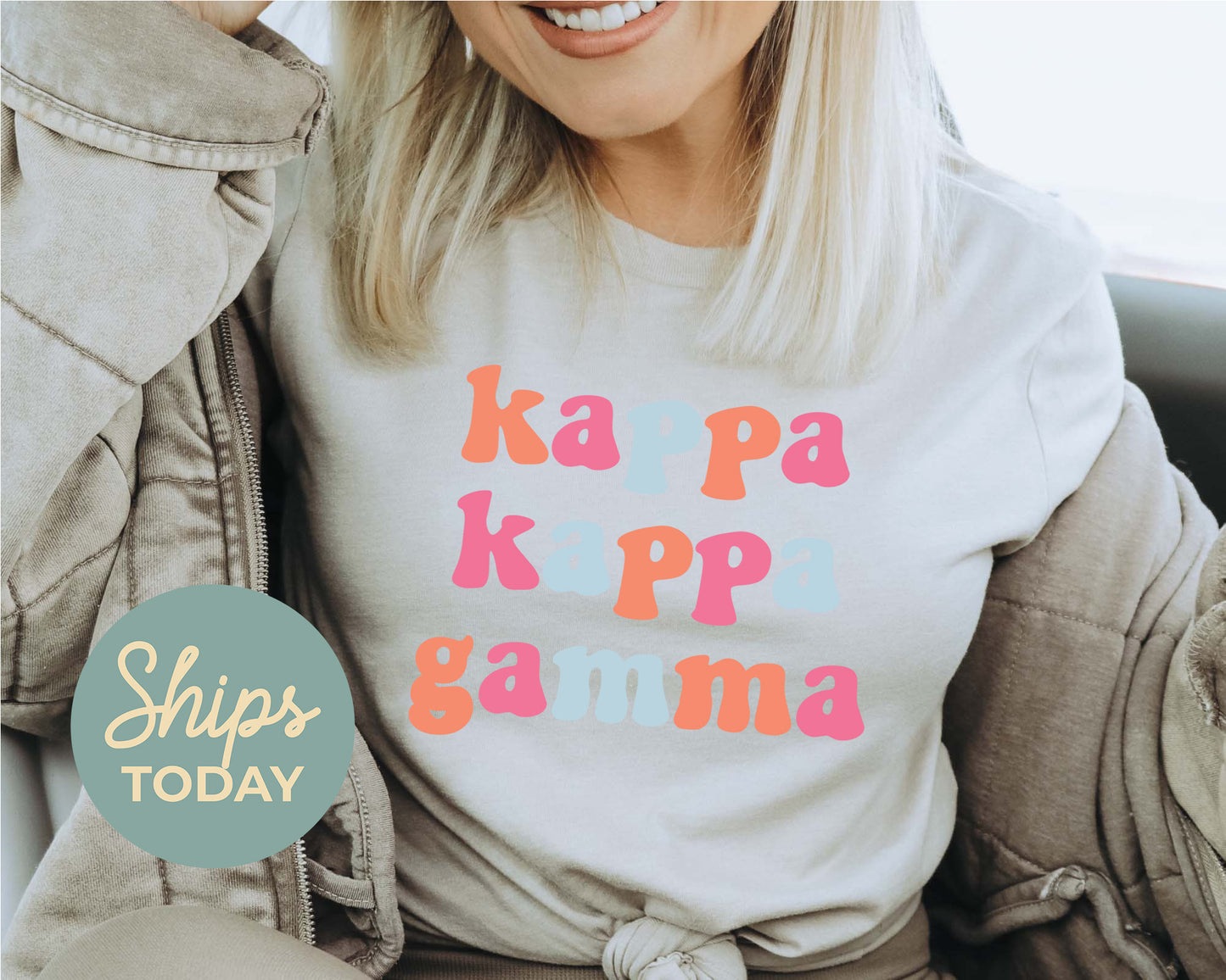Kappa Kappa Gamma Vividly Vibrant Sorority T-shirt _ 3166g