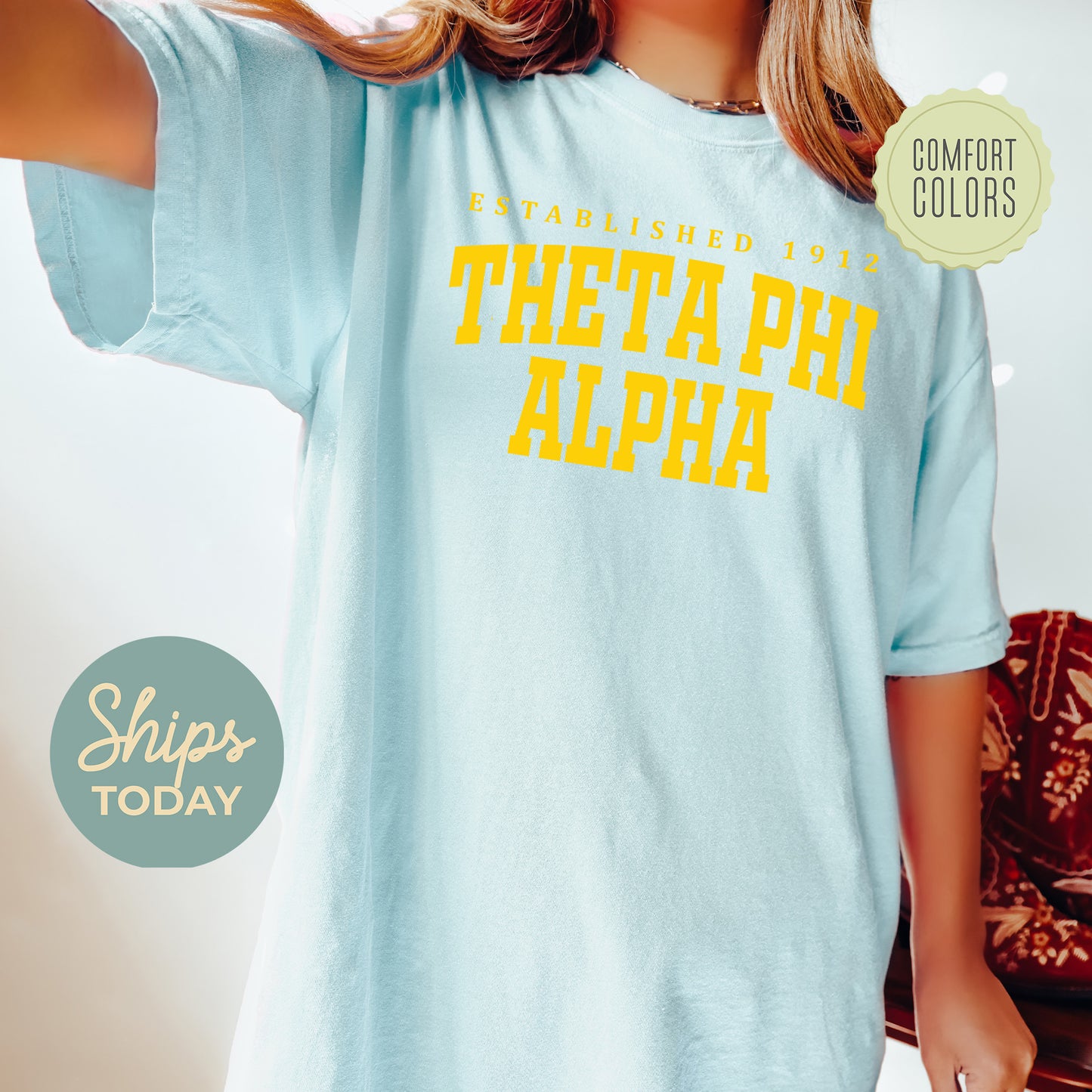 Theta Phi Alpha Bold Letters Comfort Colors Sorority T-shirt _ 35144g