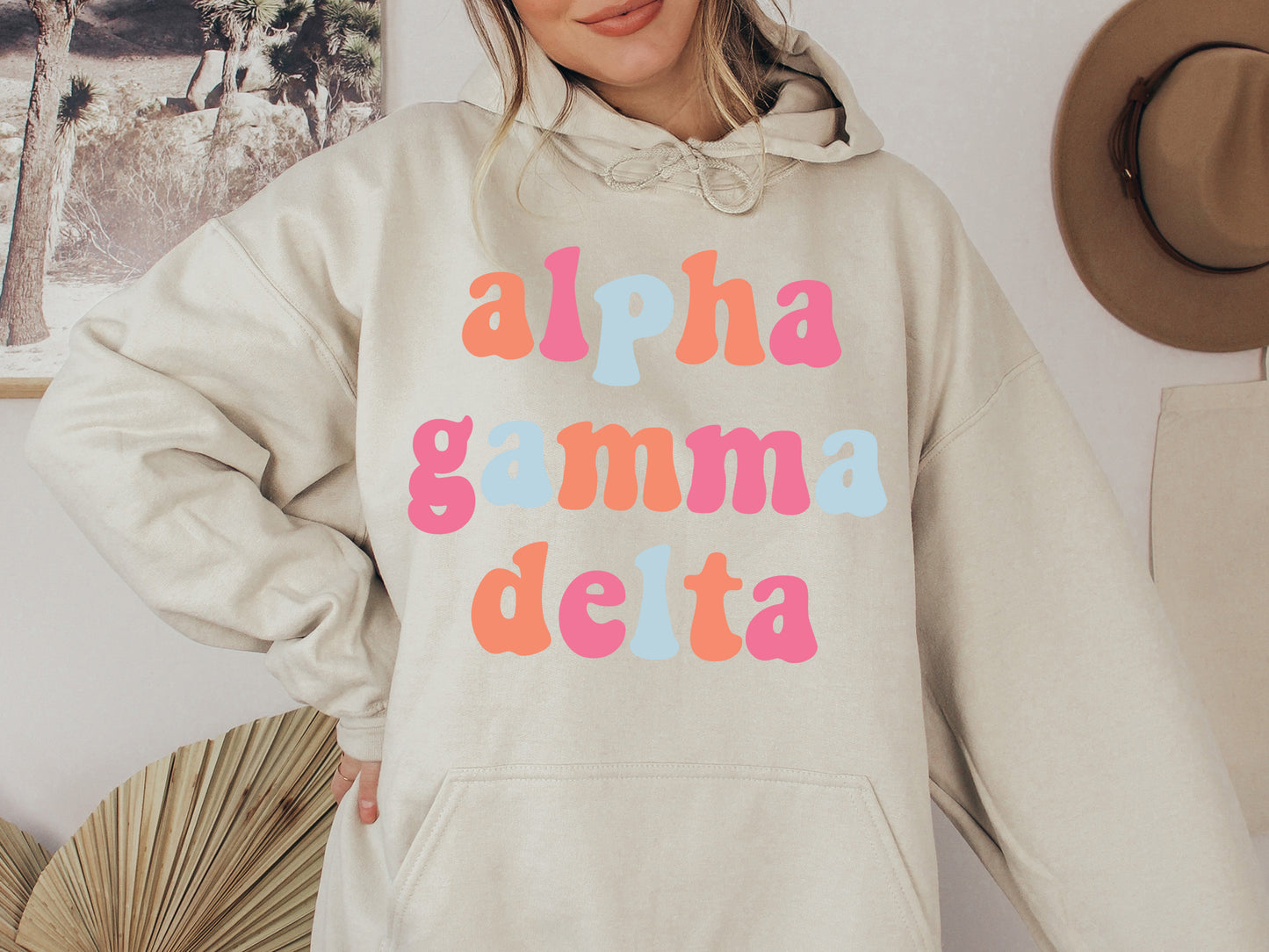 Alpha Gamma Delta Vividly Vibrant Sorority Hoodie _ 3152g