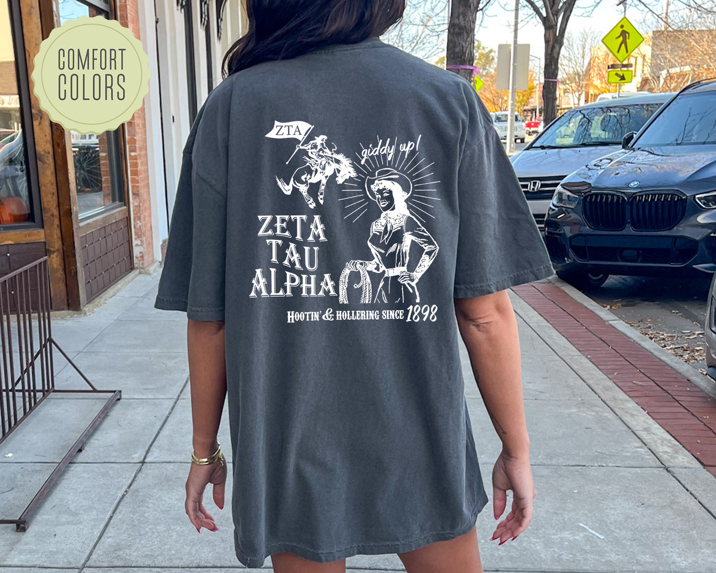 Zeta Tau Alpha Howdy Cowgirl Comfort Colors Sorority T-shirt _ 35384g