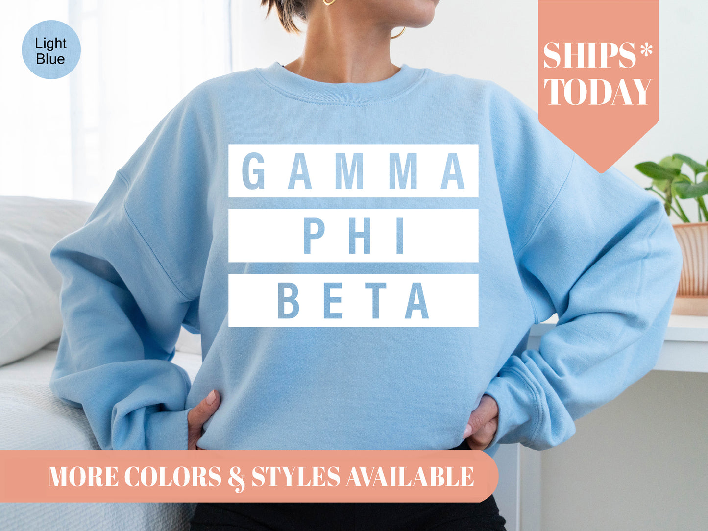 Gamma Phi Beta Faded White Box Sorority Sweatshirt _ 3347g
