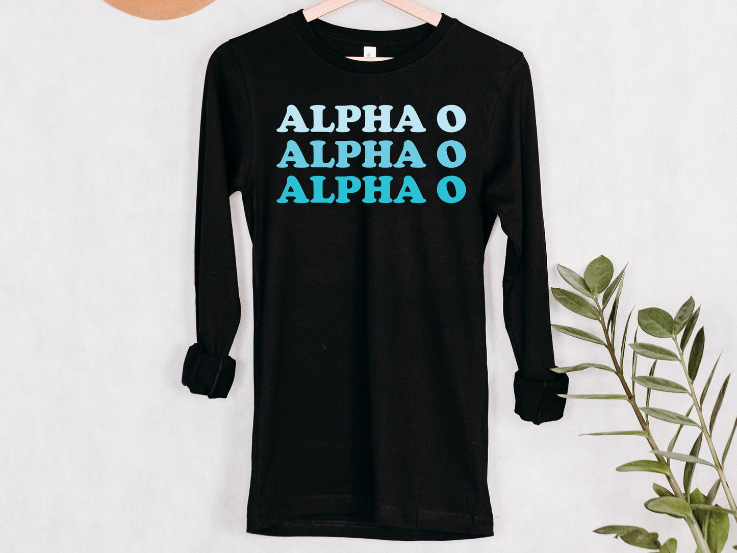 Alpha Omicron Pi Touch of Blue Sorority Long Sleeve T-shirt _ 2581g