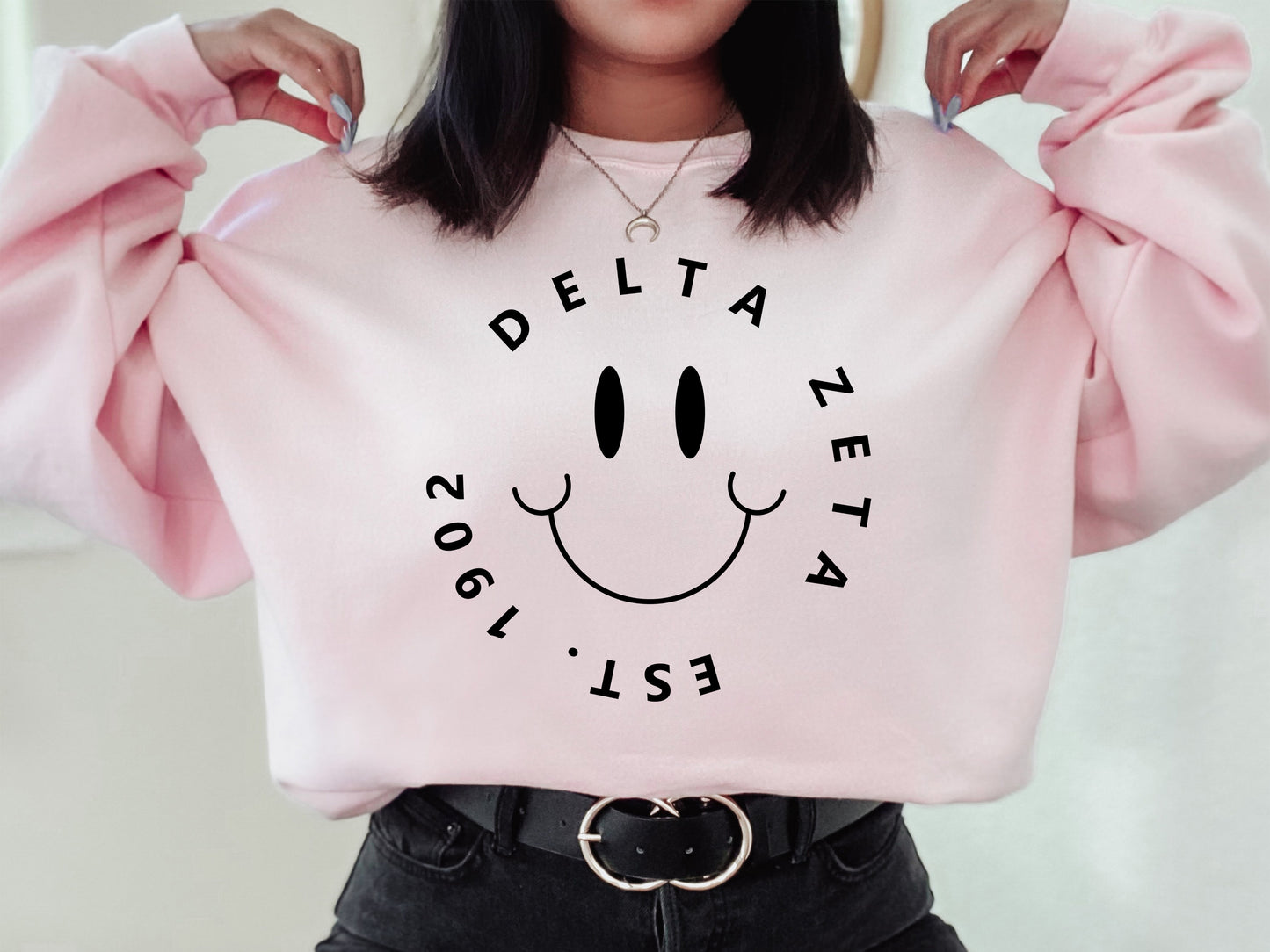 Delta Zeta Smiley Face Halo Sorority Sweatshirt _ 2512g