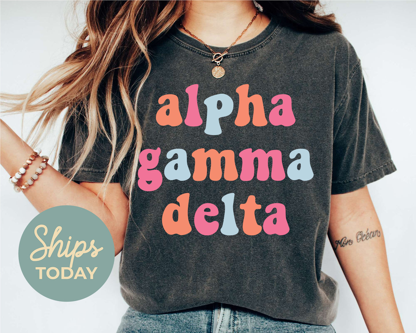 Alpha Gamma Delta Vividly Vibrant Sorority T-shirt _ 3152g