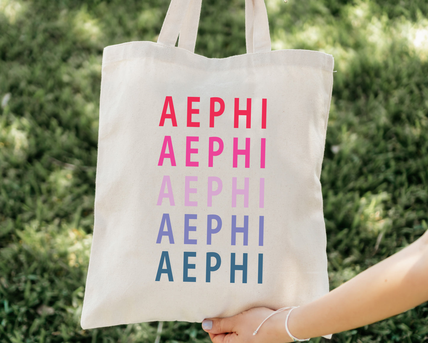 Alpha Epsilon Phi Bright and Stacked Sorority Tote Bag _ 34387g
