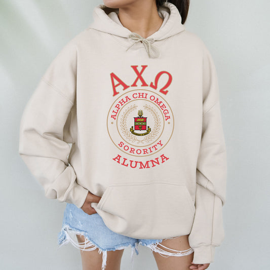 Alpha Chi Omega Alumna Vintage Sorority Hoodie _ 31009g