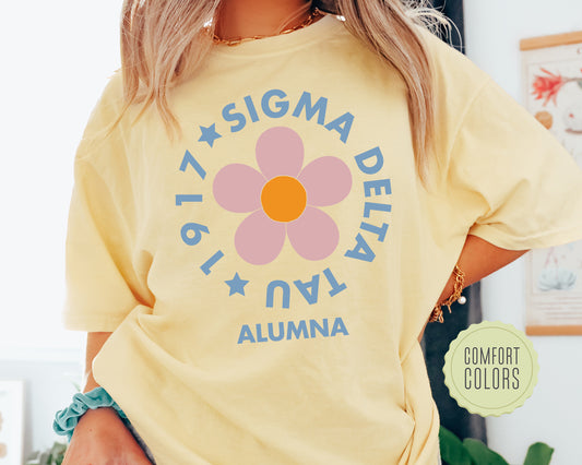 Sigma Delta Tau Floral Alumna Comfort Colors Sorority T-shirt _ 2572g