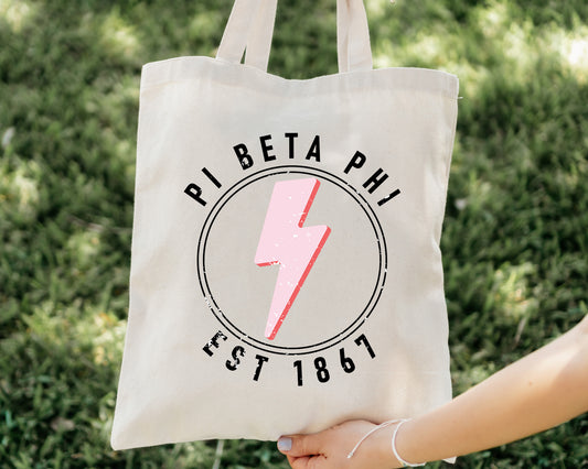 Pi Beta Phi Pinkish Strike Sorority Tote Bag _ 34380g