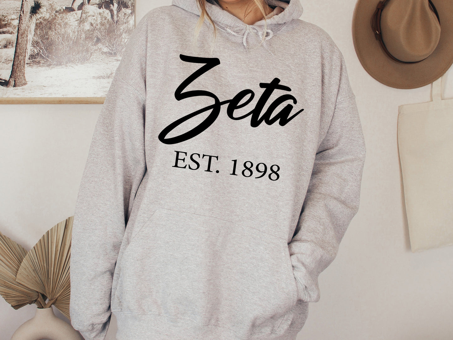 Zeta Tau Alpha Black Flowy Sorority Hoodie _ 102g
