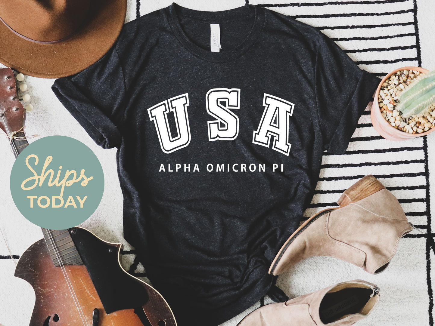 Alpha Omicron Pi Proud American Sorority T-shirt _ 2295g