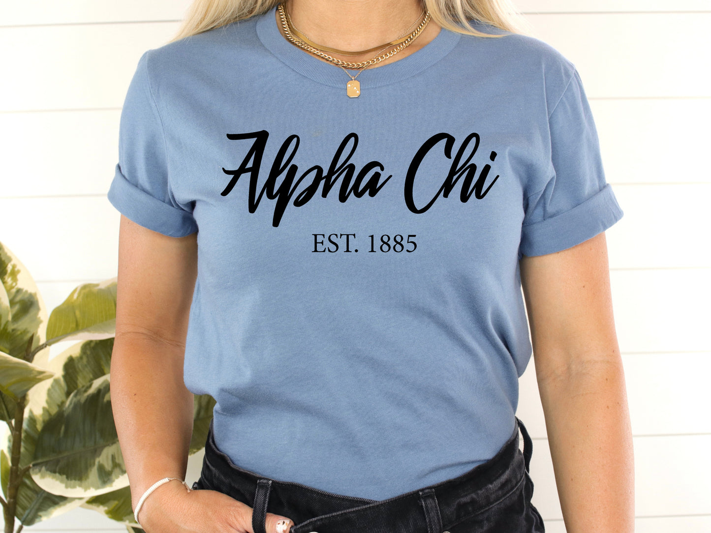 Alpha Chi Omega Black Flowy Sorority T-shirt _ 77g