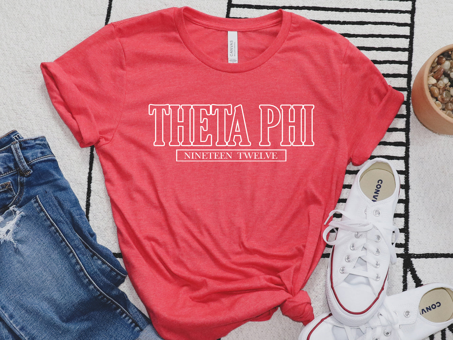 Theta Phi Alpha Stencil Stacked Sorority T-shirt _ 2158g