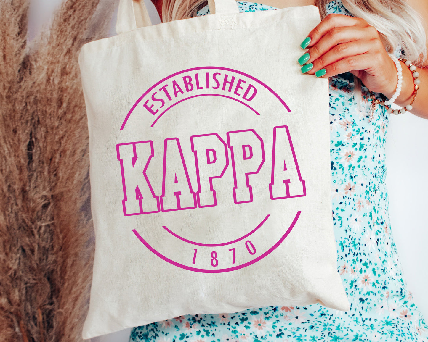 Kappa Kappa Gamma Pink Stamp Sorority Tote Bag _ 34454g