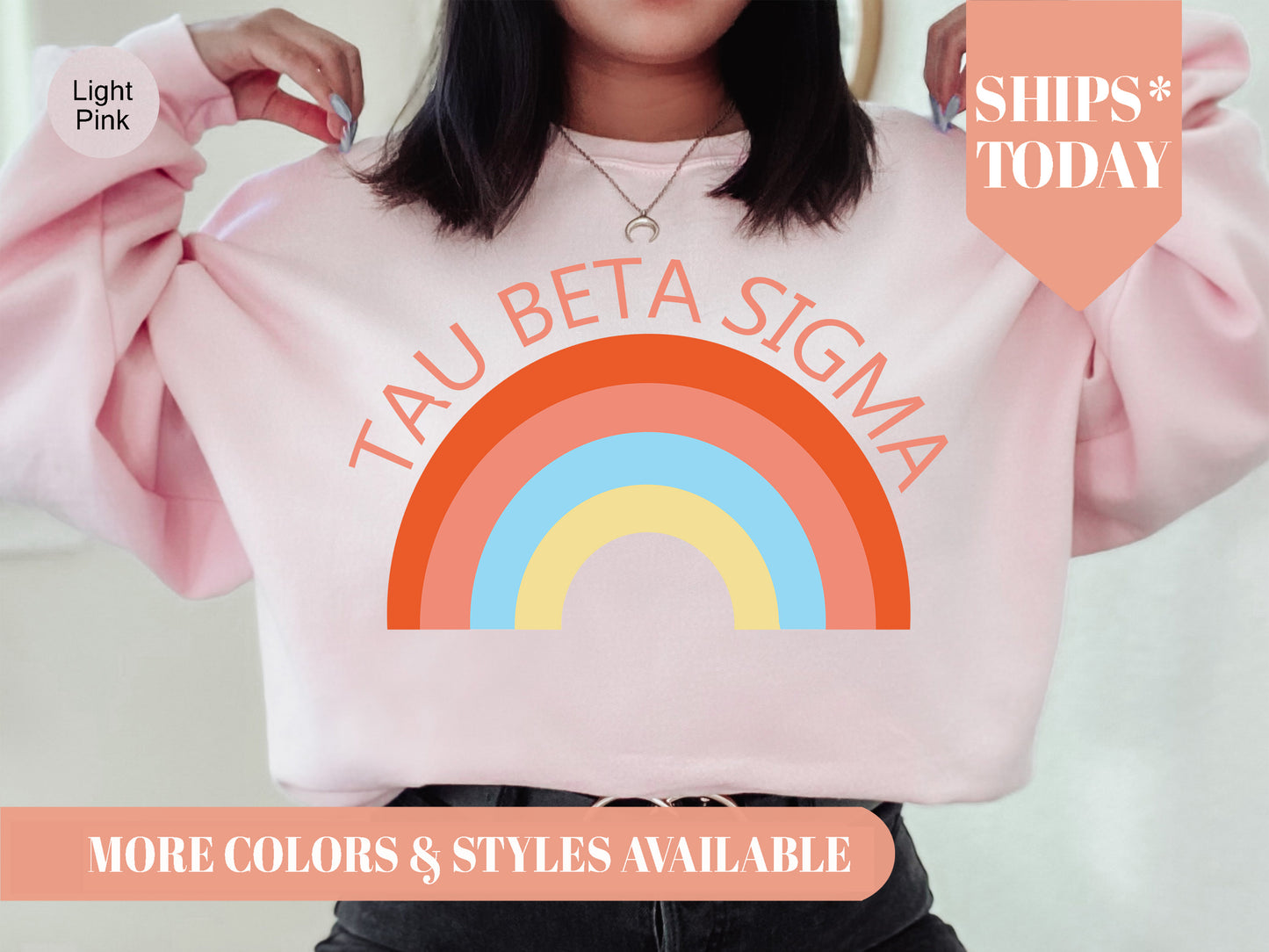 Tau Beta Sigma Colorful Rainbow Sorority Sweatshirt _ 3466g