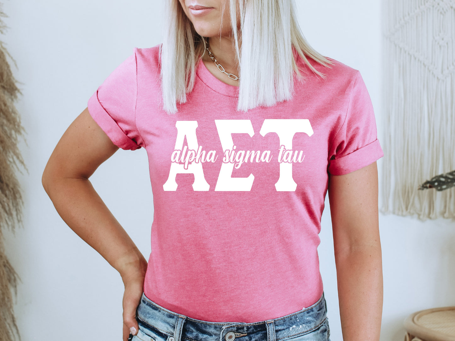 Alpha Sigma Tau Sliced White Letters Sorority T-shirt _ 2245g