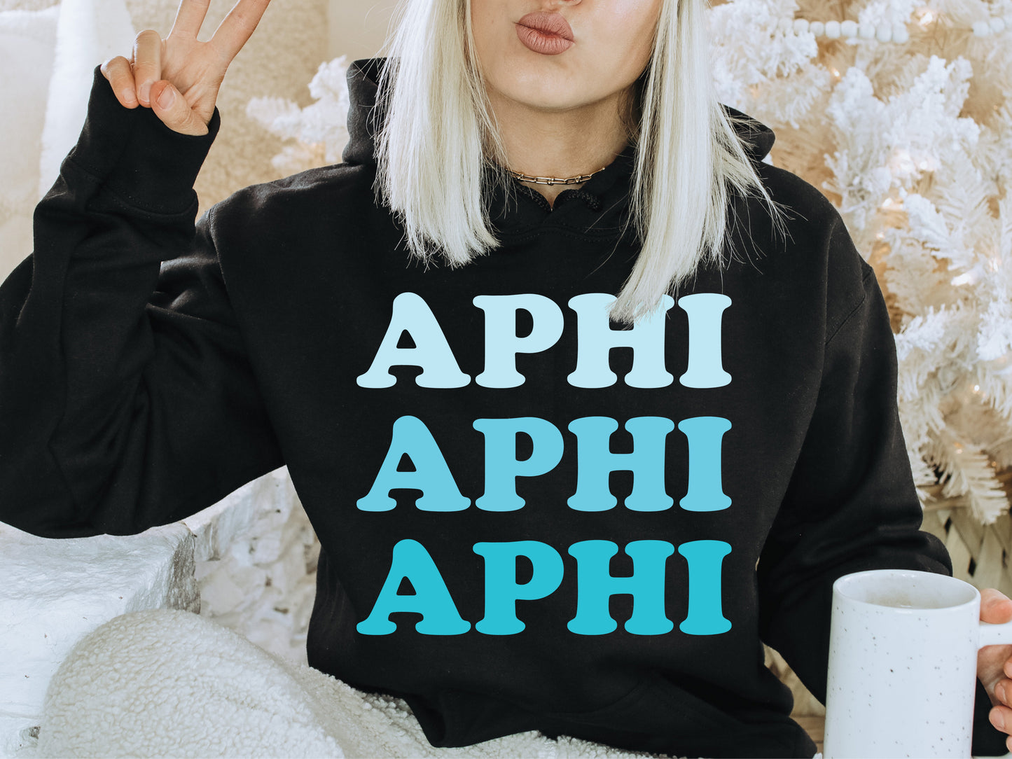 Alpha Phi Touch of Blue Sorority Hoodie _ 2582g