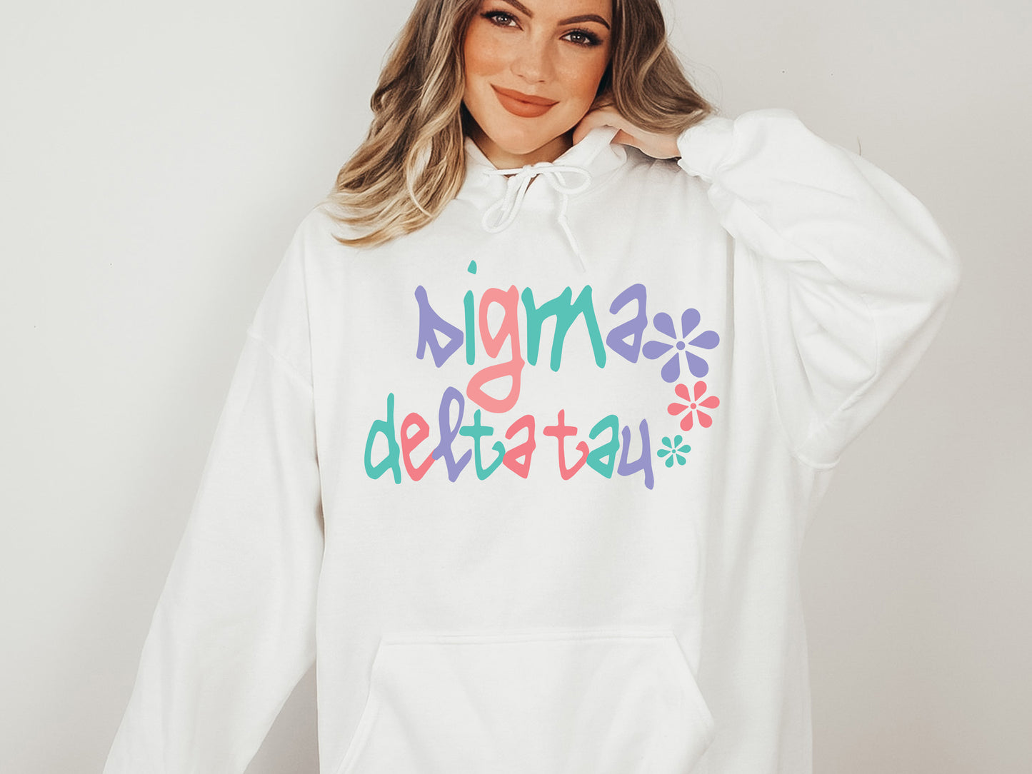 Sigma Delta Tau Colorful Floral Sorority Hoodie _ 2624g