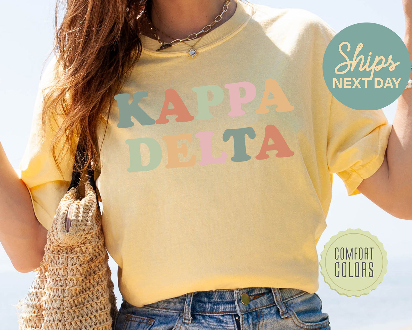 Kappa Delta Bright and Proud Comfort Colors Sorority T-shirt _ 430g