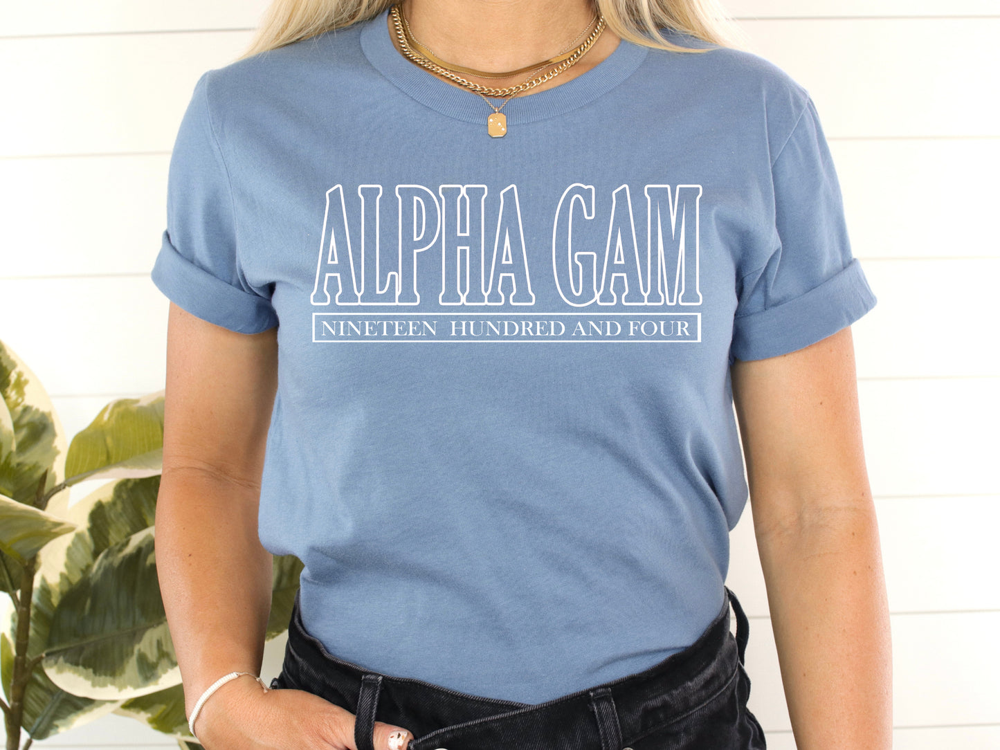 Alpha Gamma Delta Stencil Stacked Sorority T-shirt _ 2137g