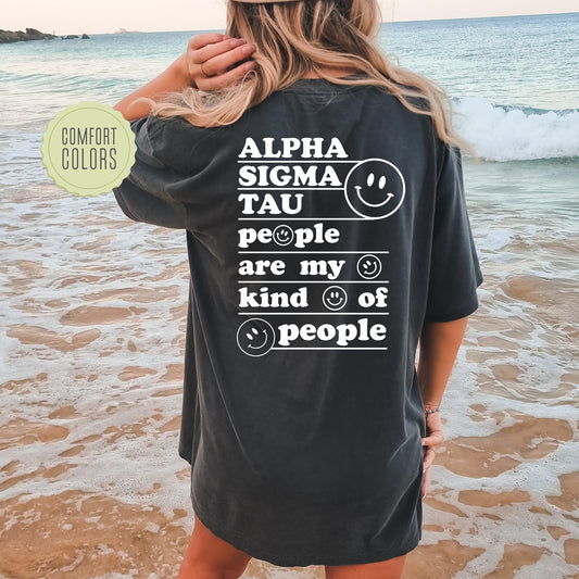 Alpha Sigma Tau My Kind of People Comfort Colors Sorority T-shirt _ 33265g