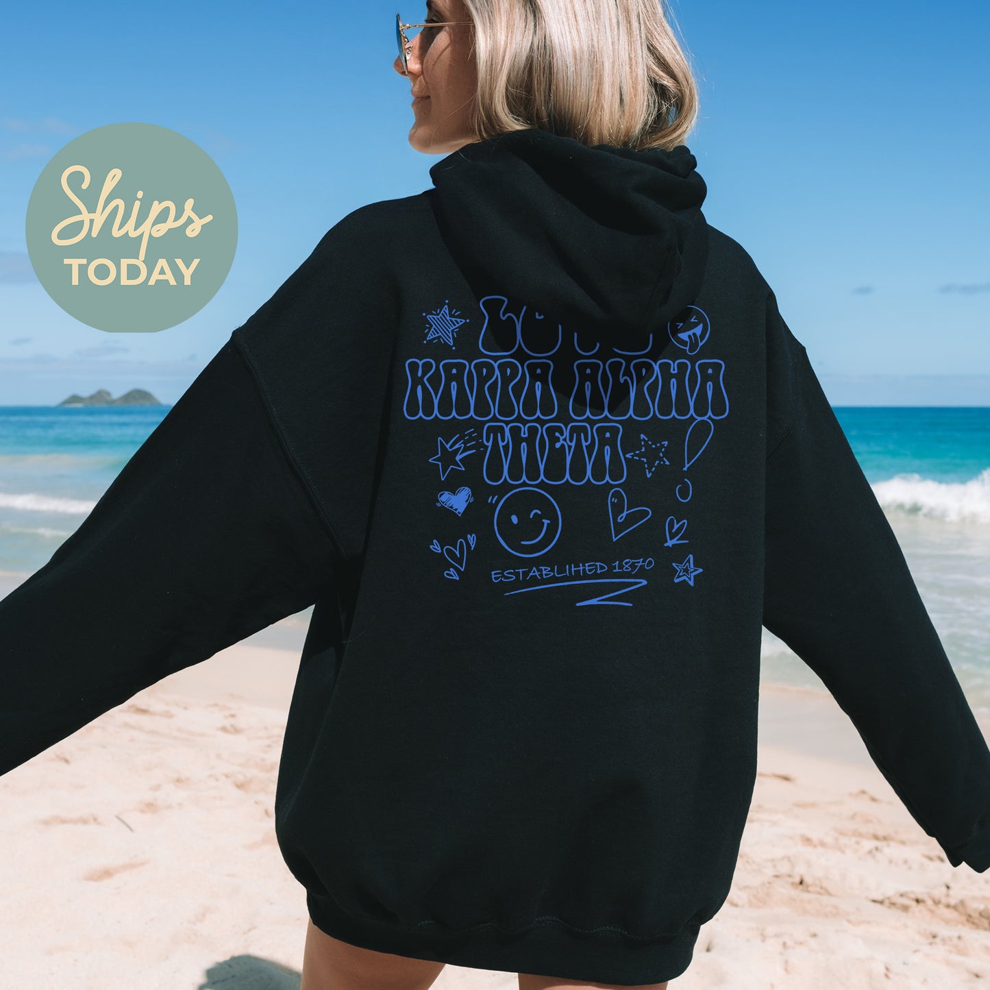Kappa Alpha Theta Scribble Sorority Hoodie _ 35504g