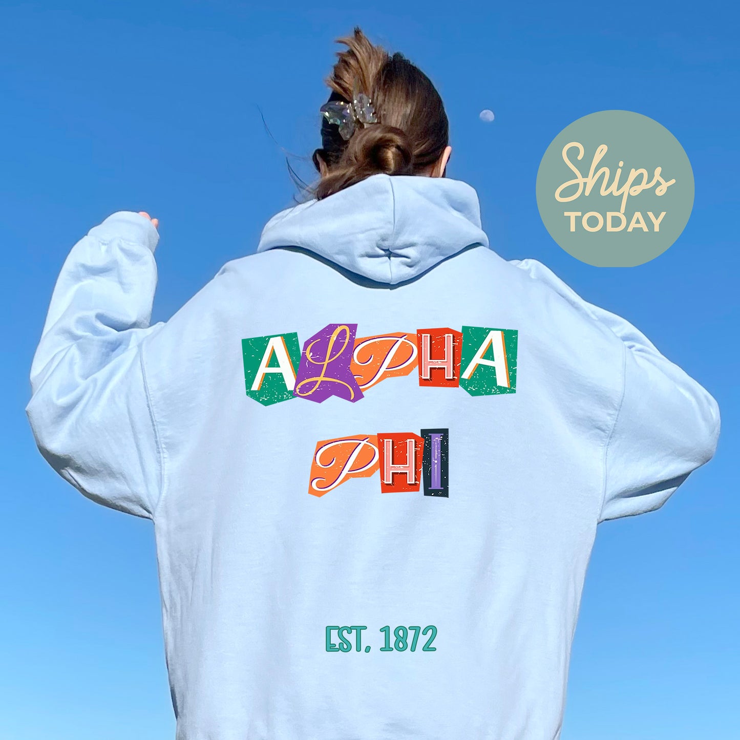 Alpha Phi Letter Cuts Sorority Hoodie _ 35892g