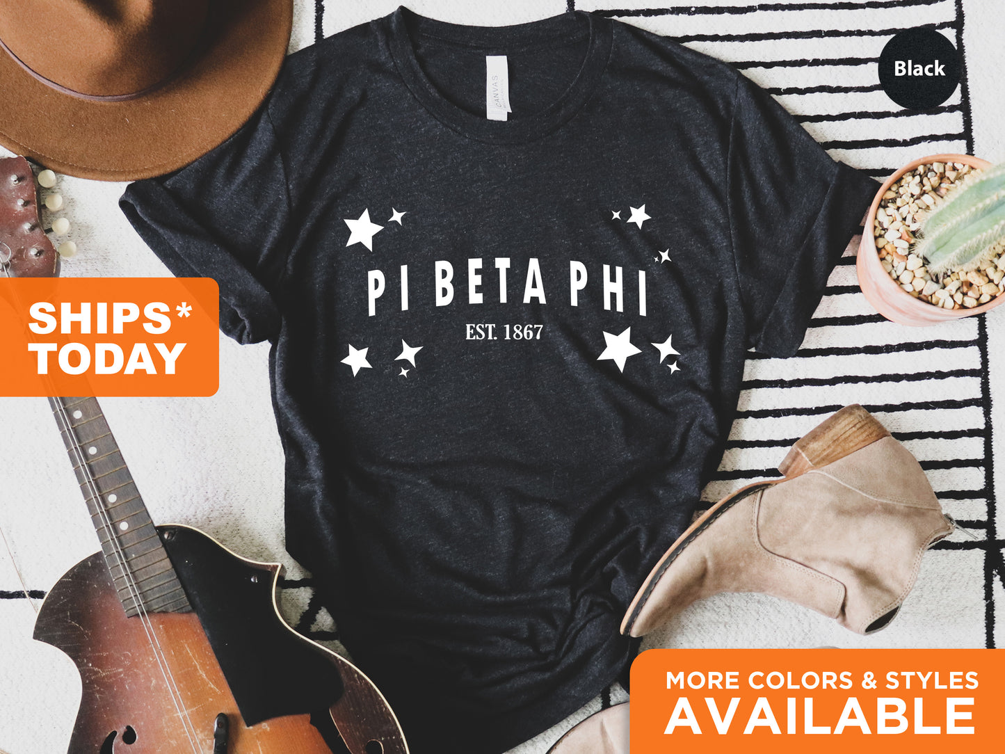 Pi Beta Phi Arched Star Sorority T-shirt _ 2285g