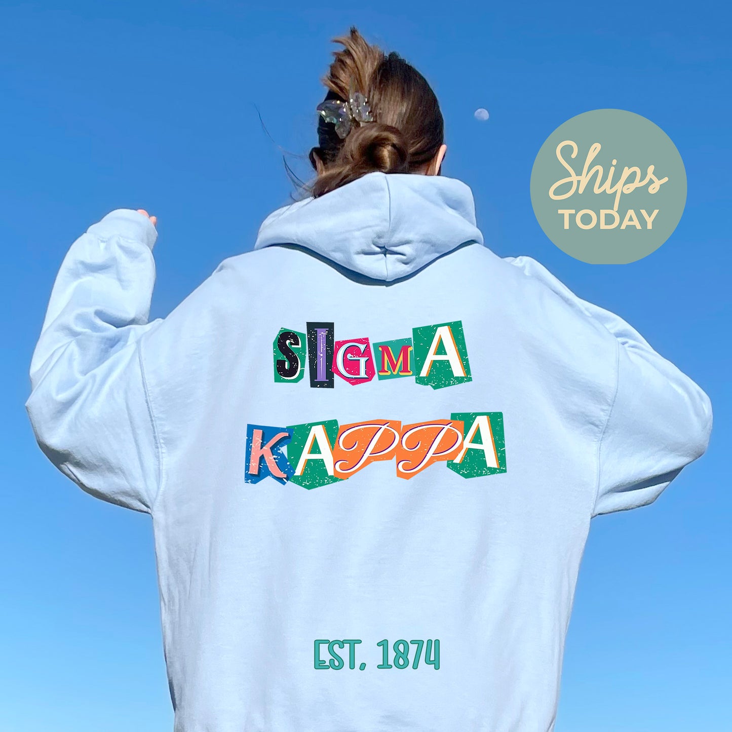 Sigma Kappa Letter Cuts Sorority Hoodie _ 35909g