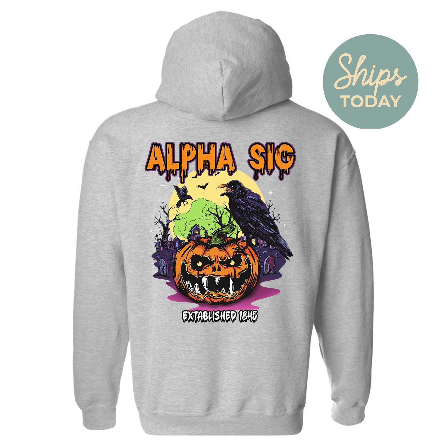 Alpha Sigma Phi Halloween Bats Fraternity Hoodie _ 36254g