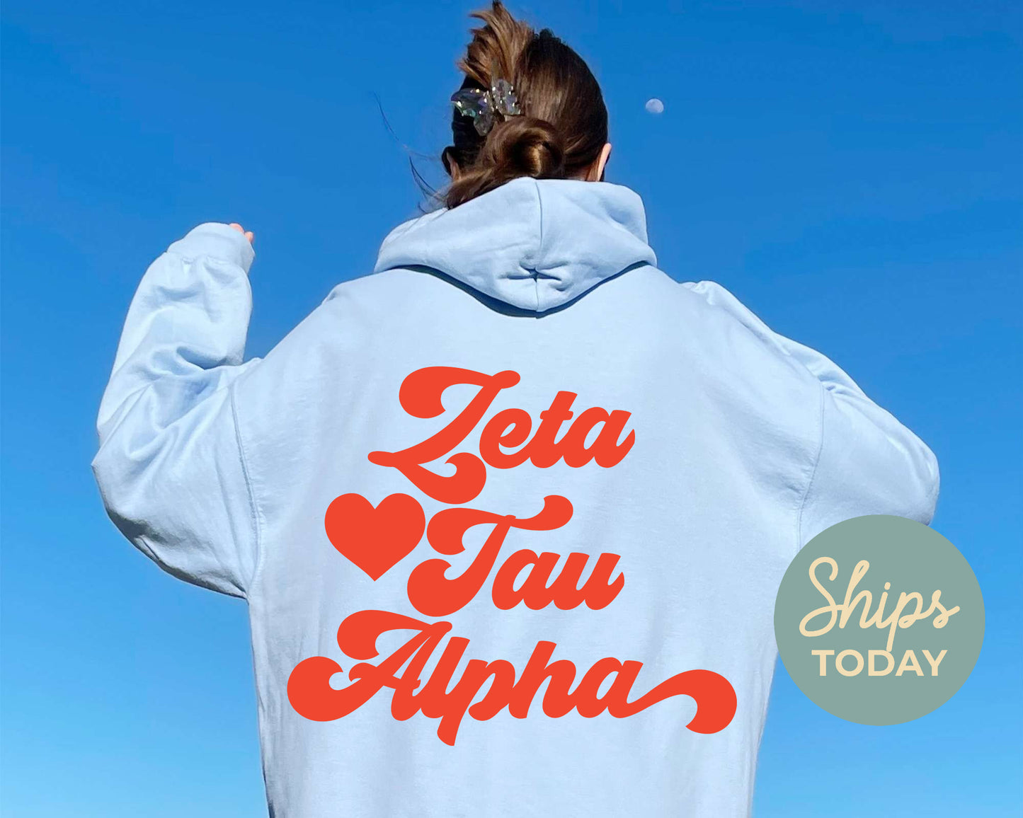 Zeta Tau Alpha Red Heart Sorority Hoodie _ 33371g