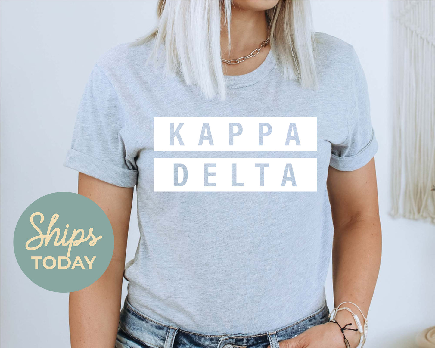 Kappa Delta Faded White Box Sorority T-shirt _ 3349g