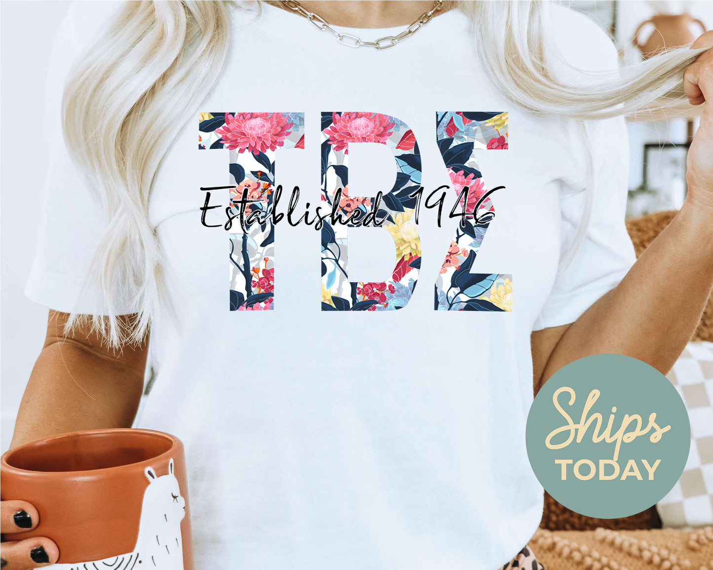 Tau Beta Sigma Floral Block Sorority T-shirt _ 3522g