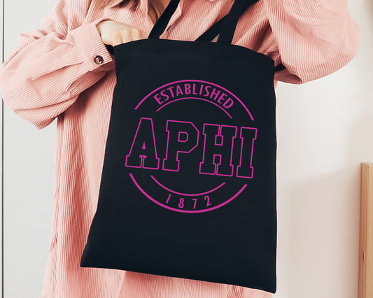 Alpha Phi Pink Stamp Sorority Tote Bag _ 34442g