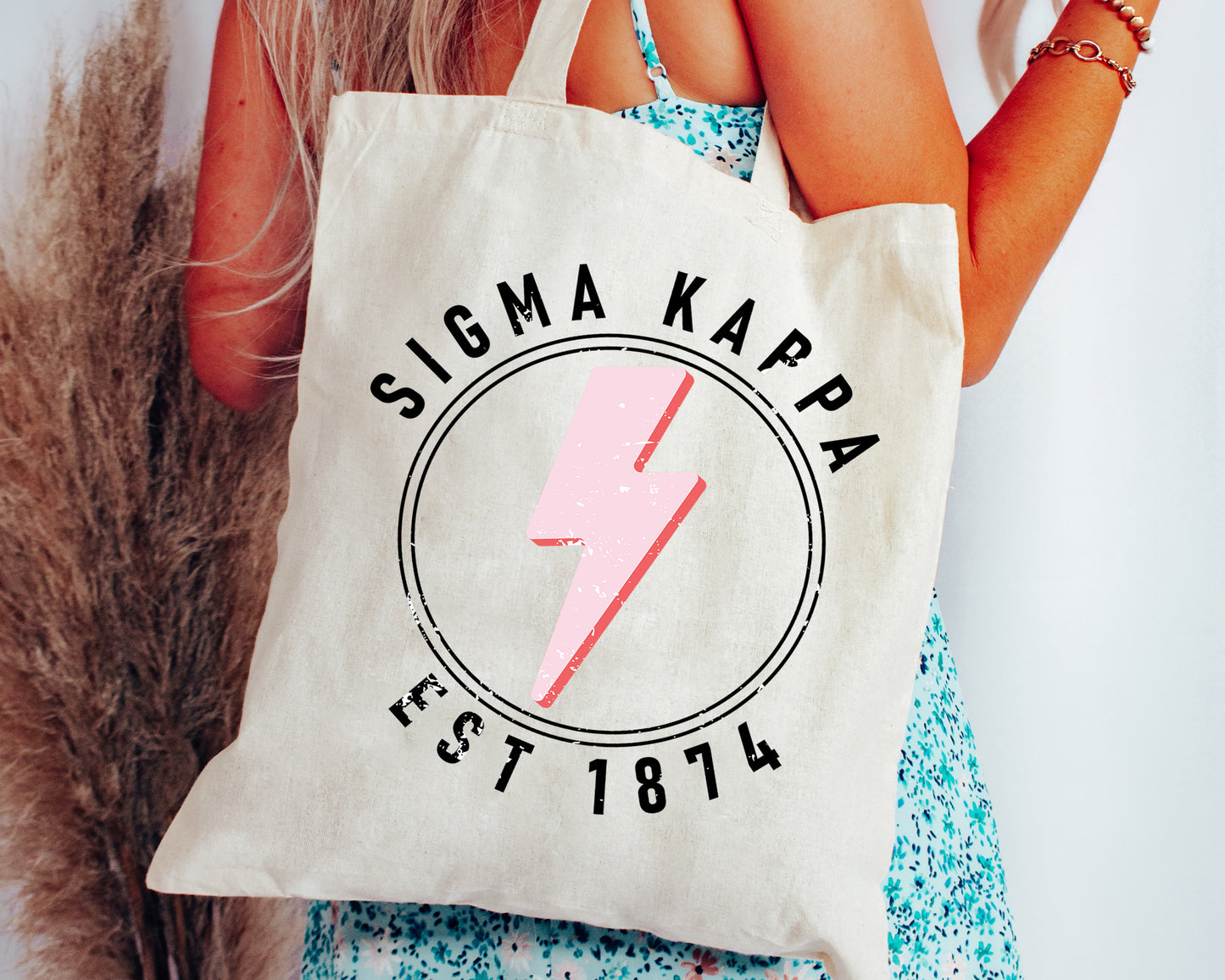 Sigma Kappa Pinkish Strike Sorority Tote Bag _ 34382g