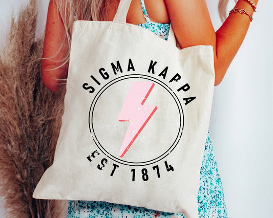Sigma Kappa Pinkish Strike Sorority Tote Bag _ 34382g
