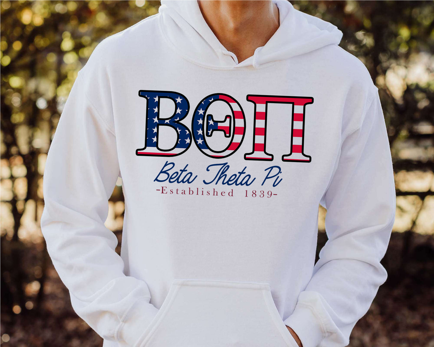 Beta Theta Pi American Flag Letters Fraternity Hoodie _ 1159g