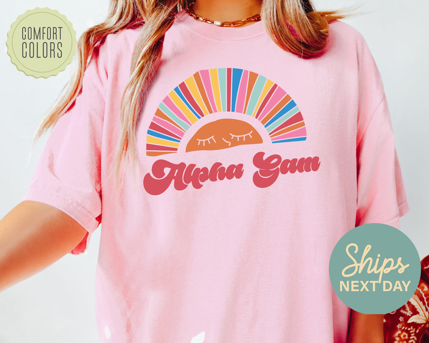 Alpha Gamma Delta Sunshine Comfort Colors Sorority T-shirt _ 3310g