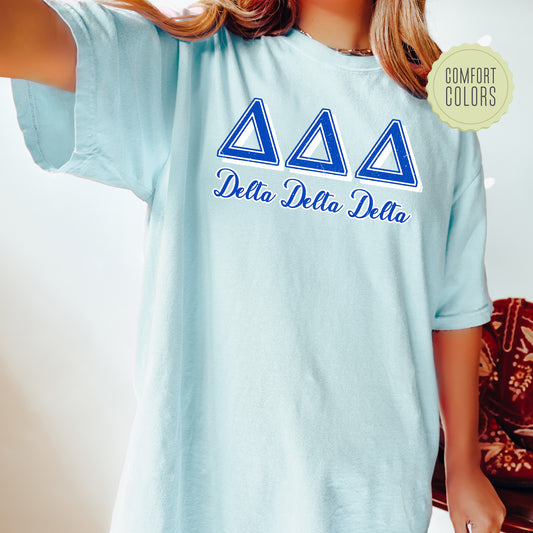 Delta Delta Delta Greek Colors Comfort Colors Sorority T-shirt _ 36079g