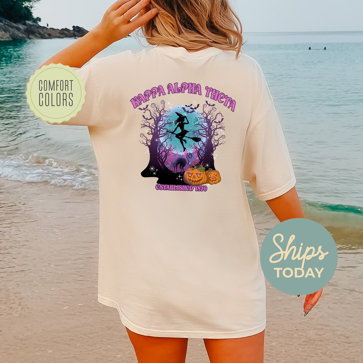 Kappa Alpha Theta Halloween Witch Comfort Colors Sorority T-shirt _ 36241g