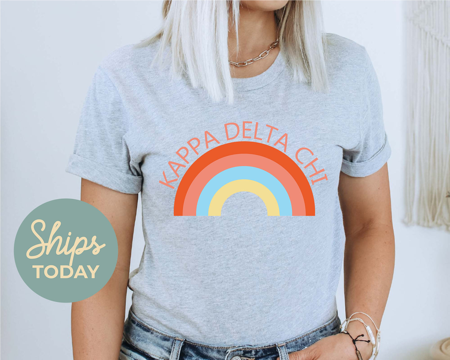 Kappa Delta Chi Colorful Rainbow Sorority T-shirt _ 3458g