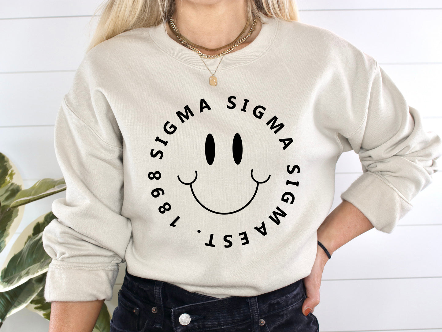 Sigma Kappa Smiley Face Halo Sorority Sweatshirt _ 2521g